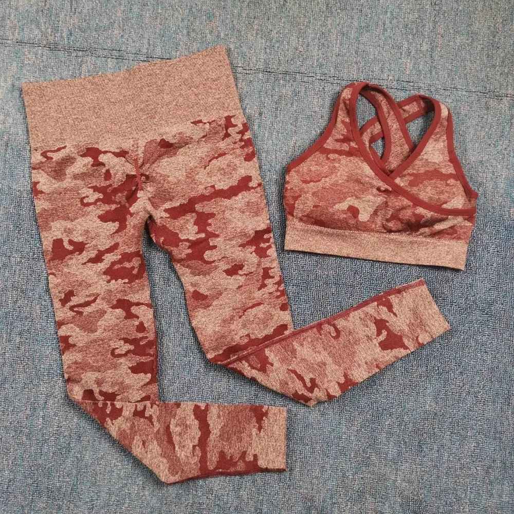 3PCS Camouflage Yoga Set for Women Seamless Fitness Yoga Bra Sports Bra High Waist GYM Camo leggings Pants Fitness Suits Workout