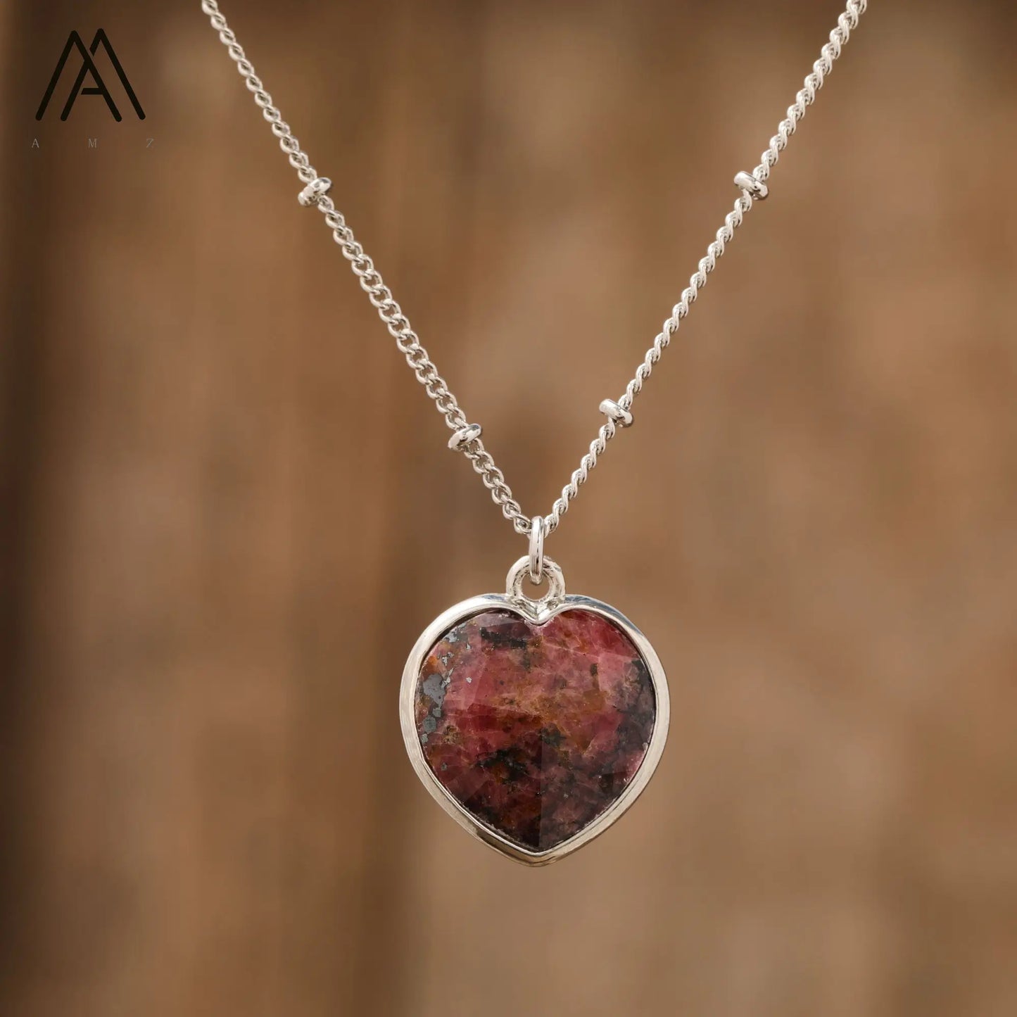 Natural Roses Quartz Heart Pendant Necklace For Women Elegant Romatic Gems Stone Necklace Jewelry Gifts Dropship