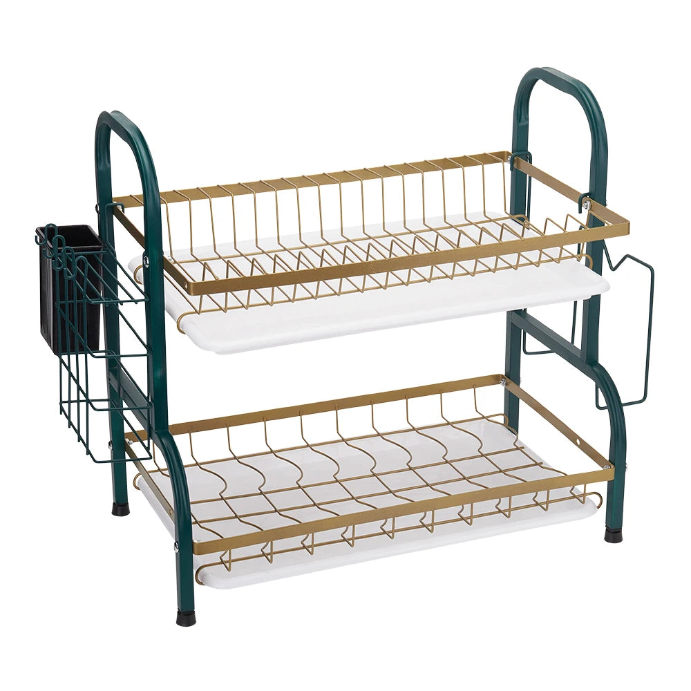 Voltsify 2-Tier Carbon Steel Dish Rack for Kitchen Home Storage Organisation