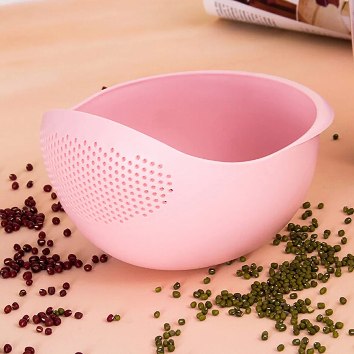 1PC Colander Rice Bowl Drain Basket Fruit Bowl Washing Drain Basket with Handle Washing Basket Home Kitchen Organizer