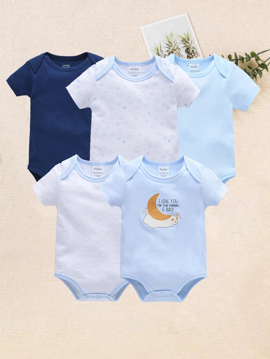 New Baby Boy Clothes Summer 100% Cotton Blue Grey Tie Print Three Piece Short Sleeve Bodysuit Pants vetements bebe For 0-12M
