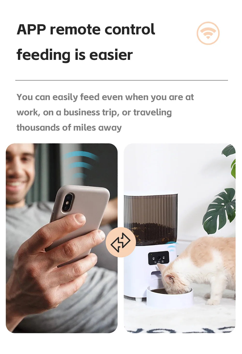 5L Smart Automatic Pet Feeder with Camera – WiFi Cat & Dog Food Dispenser with Timed Portions and Stainless Steel Bowl