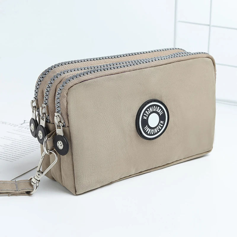Mini Triple-Zipper Bag – Portable Women’s Wallet, Phone Pouch, Makeup Bag, Coin Purse with Large Capacity