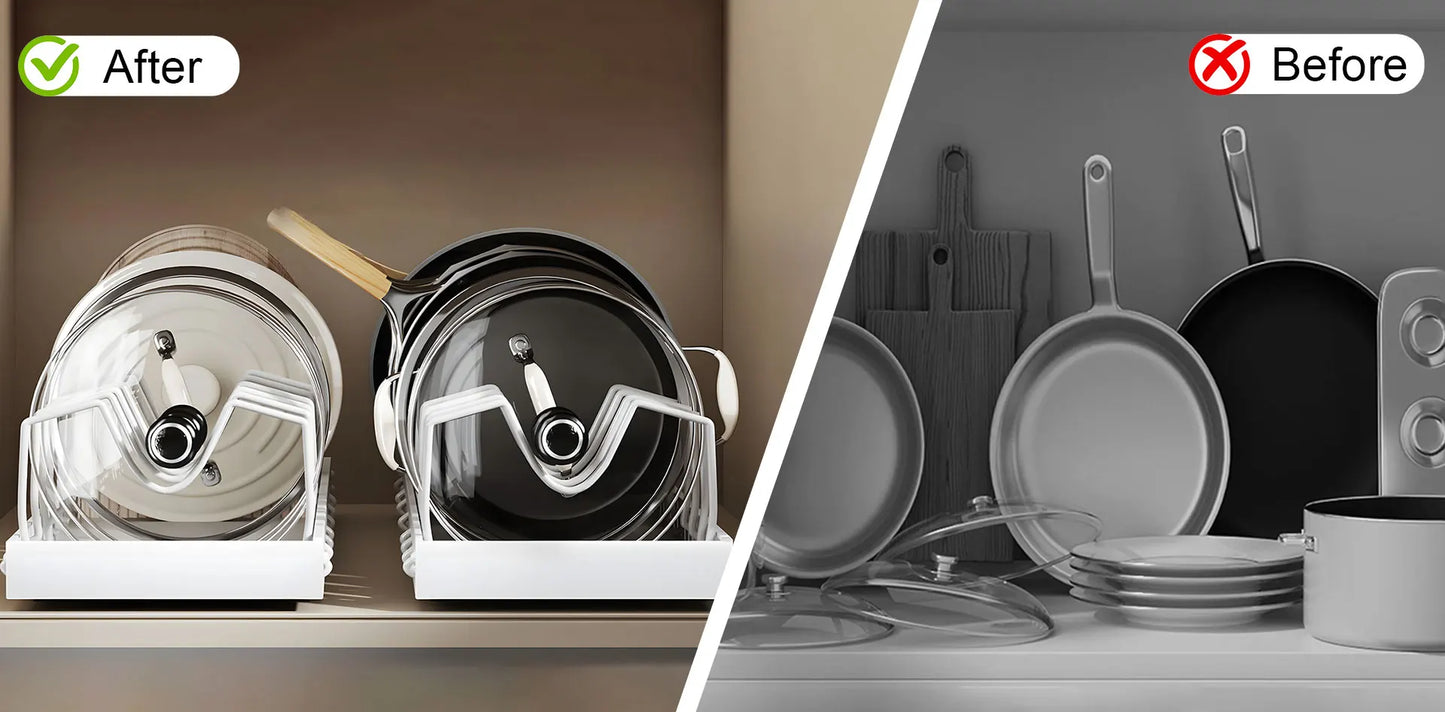 Pull out Pots and Pans Organiser Sliding Pot Lid Holder Kitchen Spice Rack