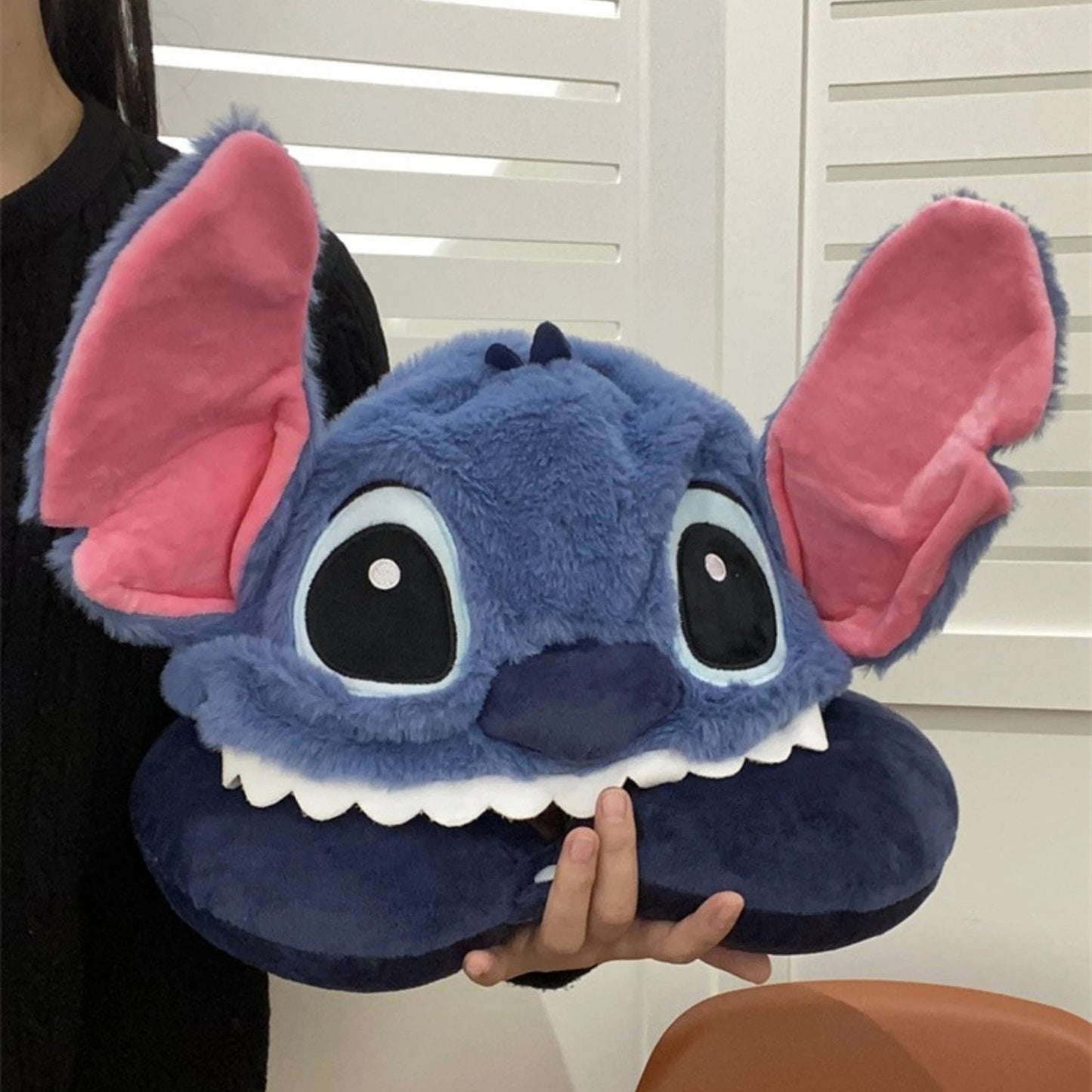 Comfortable Stitch Hooded U-shaped Pillow Cartoon Anime Travel Blackout Nap Neck Pillow With Hat Portable Eye Mask Sleeping