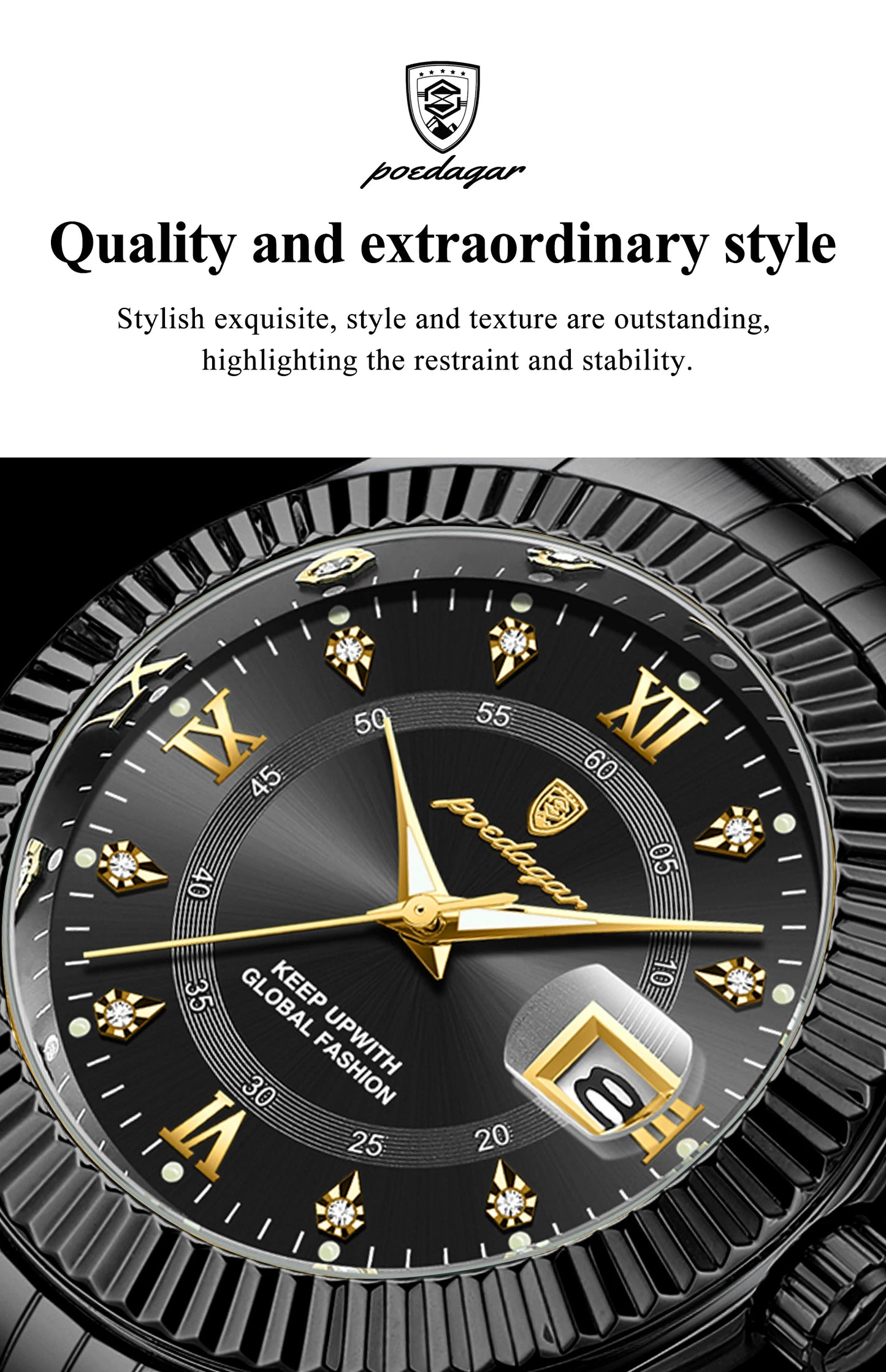 POEDAGAR Luxury Fashion Men Watch Waterproof Stainless Steel Luminous Military Man Wristwatch Date Business Quartz Men's Watches
