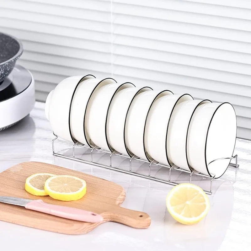 Stainless Steel Dish Storage Rack Desktop Drain Rack Household Bowl Rack Plate Rack Save Space Kitchen Dish Organiser