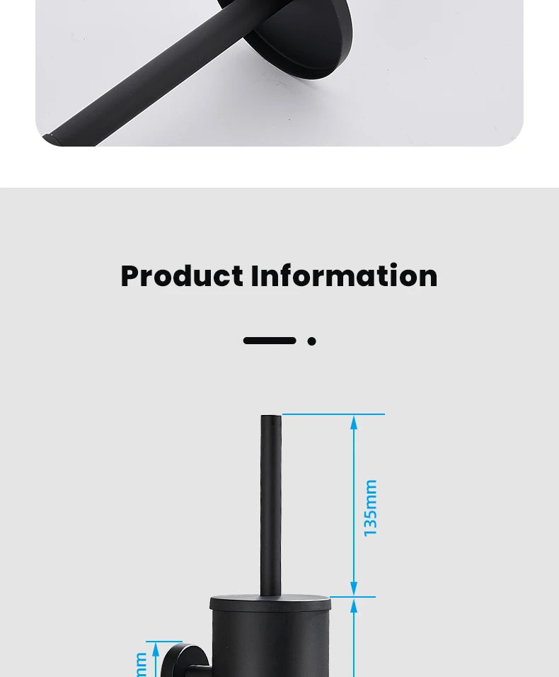 Stainless Steel Bathroom Toilet Brush Holder Accessories Black Toilet Brush Wall Mounted WC Cleaner Brush FR07