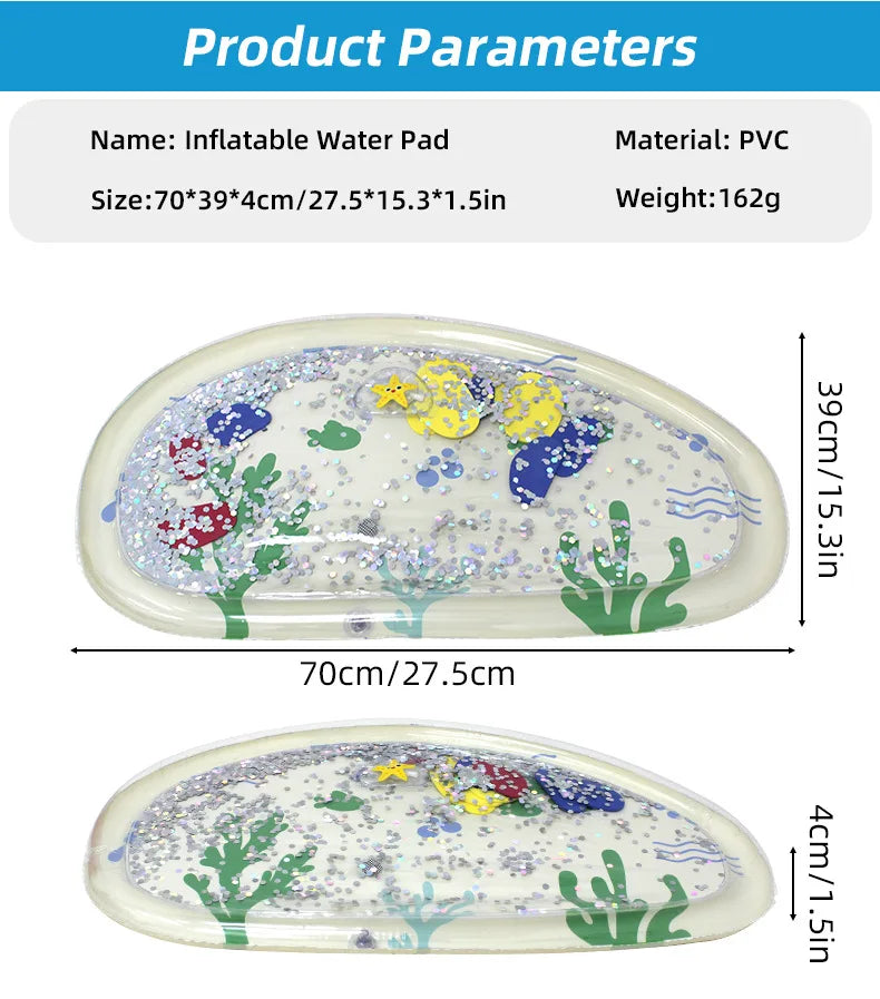 Water-Filled Crawling Mat with Snap-On Feature Instant Response Pad for Babies Developmental Play Mat with Sound Effect