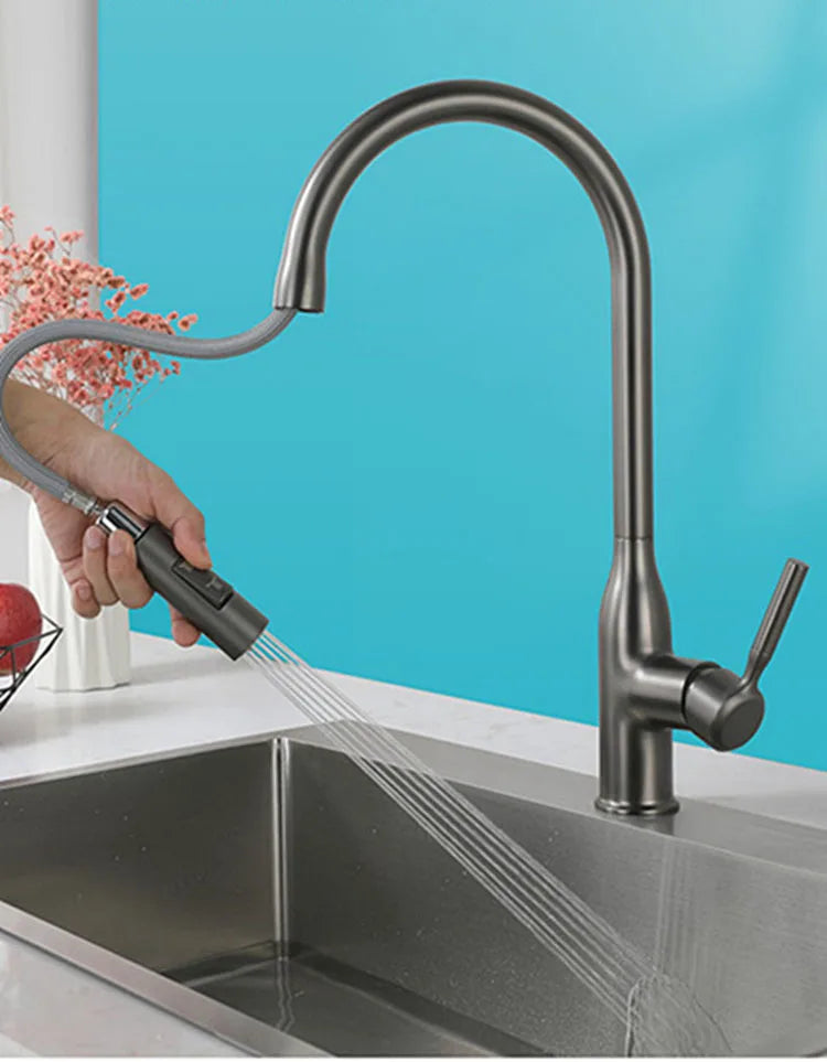 GEGVE Removable Kitchen Sink Faucet Spring Faucets Pull Out Spout Mixer Tap Hot Cold Water with Pull Down Tap Sprayer Cooking