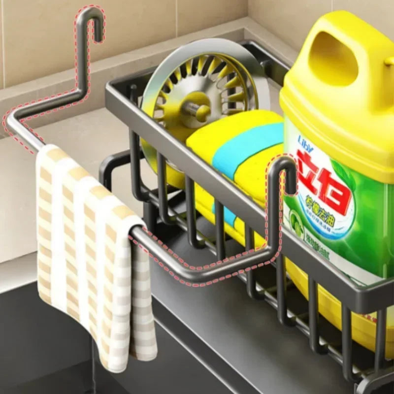 Multifunctional Sponge Rack Drainer Kitchen Shelf Sink Rag Dishwashing Detergent Dishcloth Organiser  kitchen organiser storage