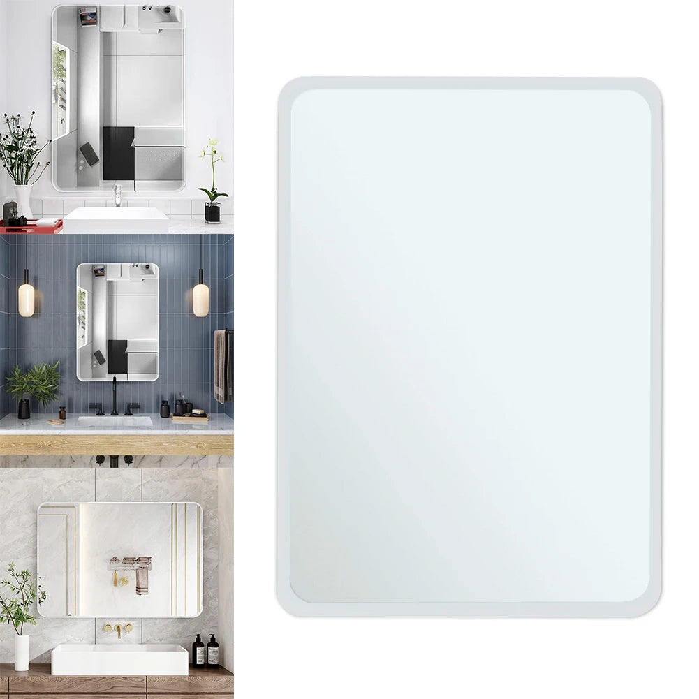 Modern simple frameless rounded corner wall mounted mirror, bathroom makeup mirror, toilet bathroom decorative mirror