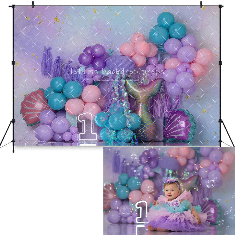 1st Birthday Cake Smash Backdrops Kids Baby Photography Child Photocall Fairy Balloons Wild One Garden Cute Bow Theme Background