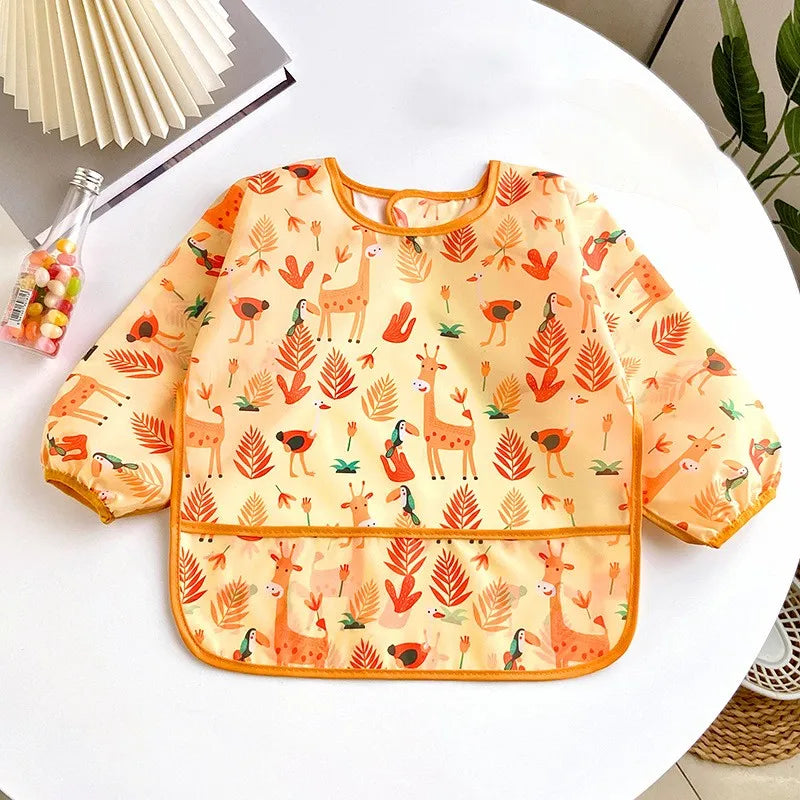 Cute Colourful Cartoon Baby Long Sleeve Bibs