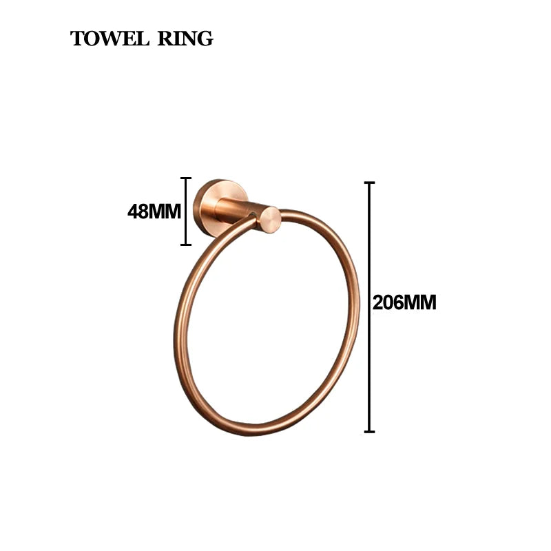 Brushed Rose Gold Towel Rack Single And Double Rod Ring Paper Holder Robe Hook Soap Dispenser Toilet Brush Bathroom Accessories