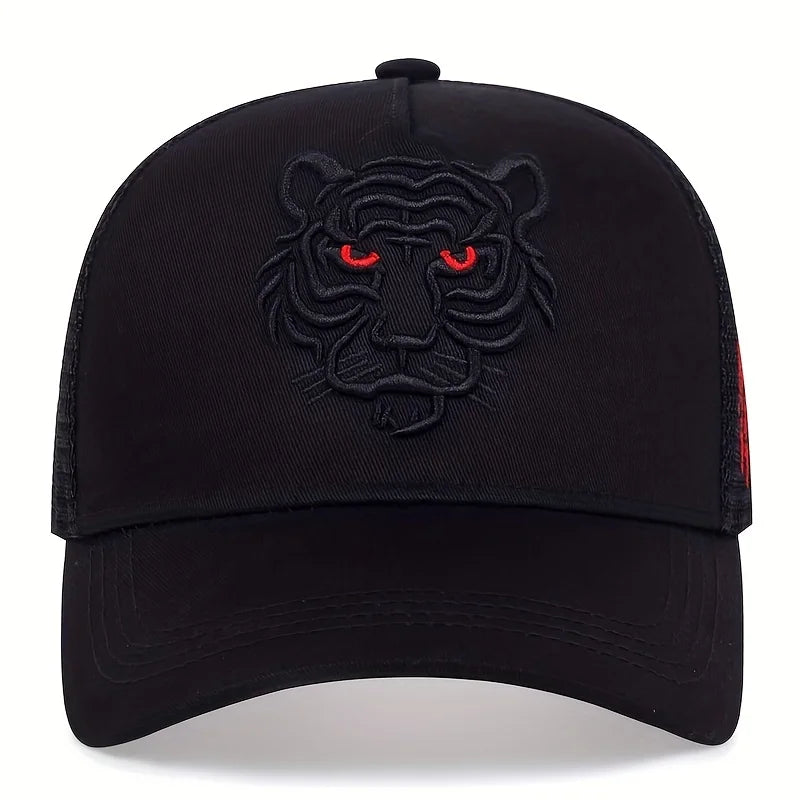1piece Unisex Tiger Head Embroidery Baseball Caps Spring and Autumn Outdoor Adjustable Casual Hats Sunscreen Hat ﻿