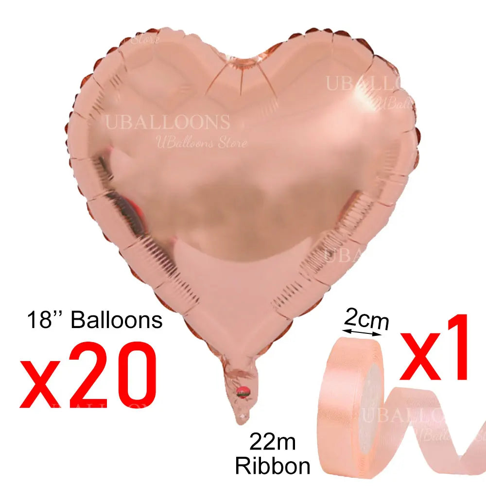 10/20pcs Hanging Heart Balloons Love Foil Heart Shaped Balloons with Ribbon for Wedding Engagement Birthday Valentines Day Decor