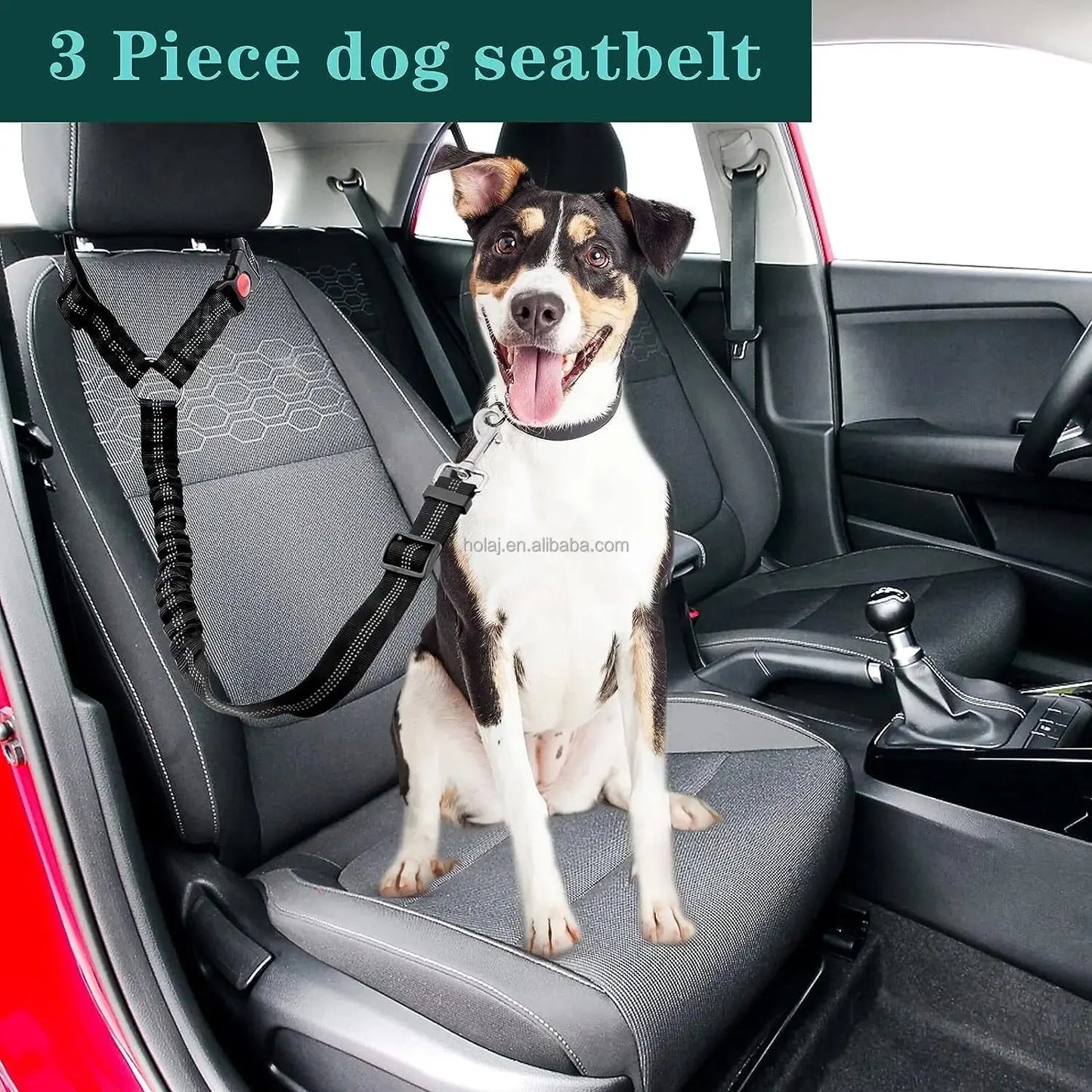 1PCS High Grade Dog Car Safety Belt Dog Safety Belt with Damping Belt and Reflective Line Adjustable Length Suitable Any Dog