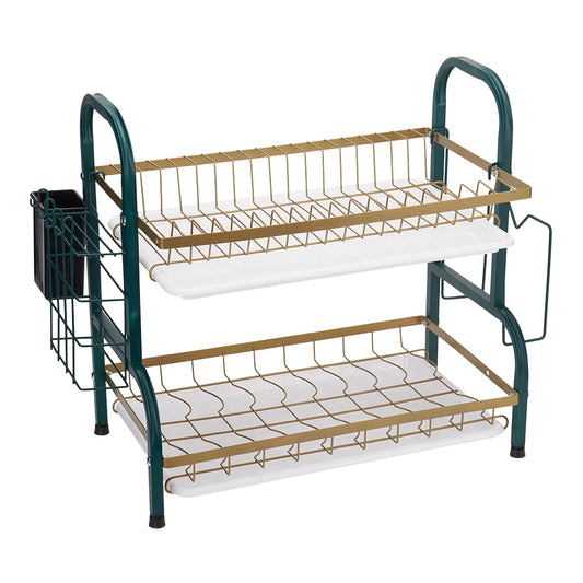 Kitchen 2-Tier Carbon Steel Dish Rack