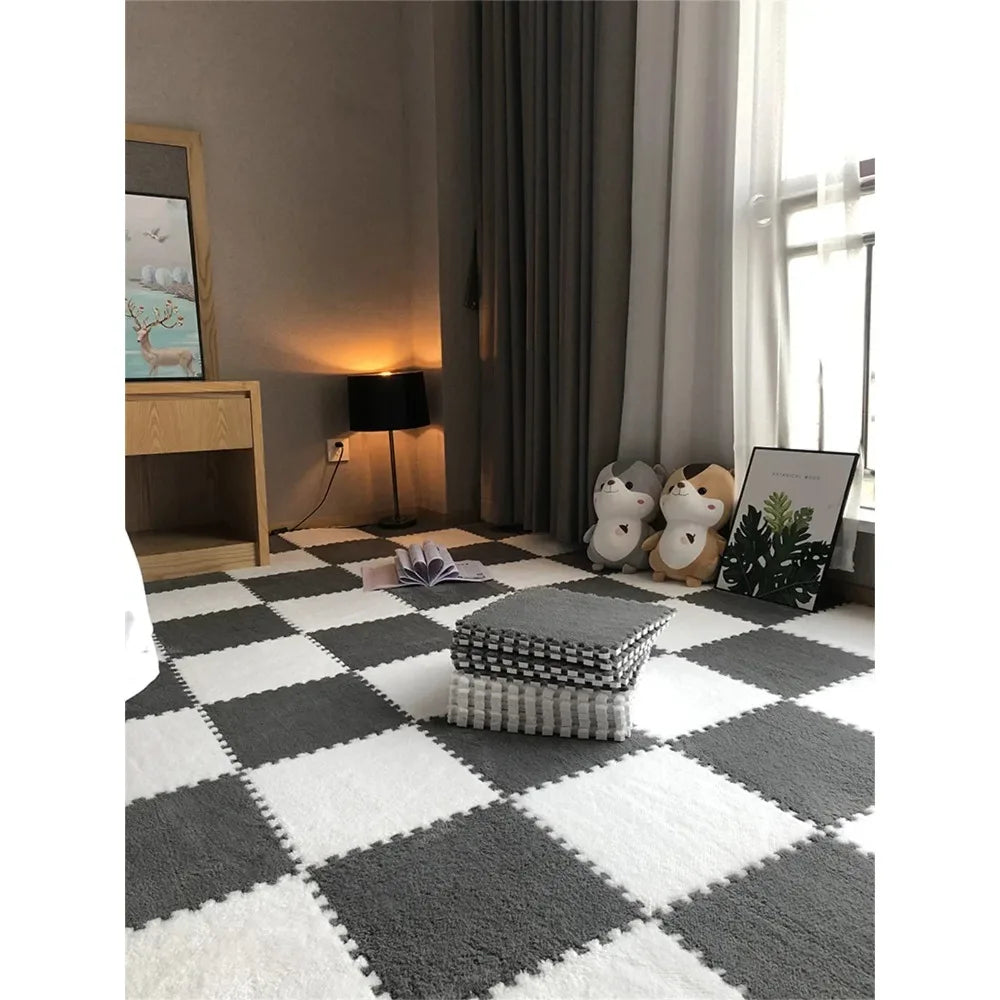10Pcs Soft Plush Baby Play Mat EVA Foam Puzzle Carpet 30x30cm Children’s Mat Keep Warm for Kids Room Baby Toys Floor Playmat