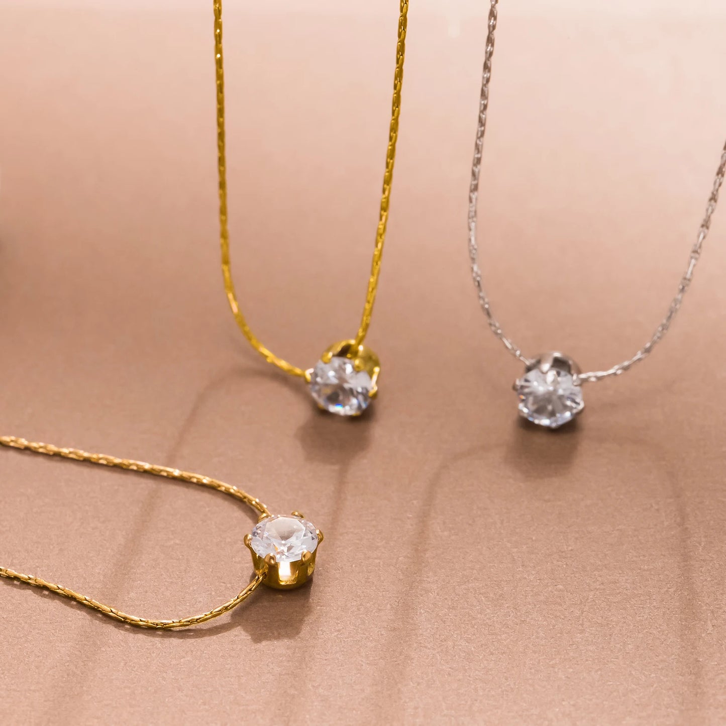 Stainless Steel Zircon Pendant Necklace