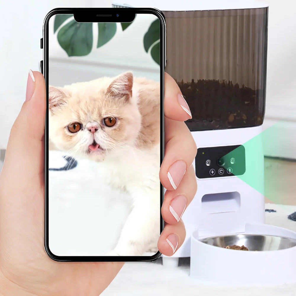 5L Smart Automatic Pet Feeder with Camera – WiFi Cat & Dog Food Dispenser with Timed Portions and Stainless Steel Bowl