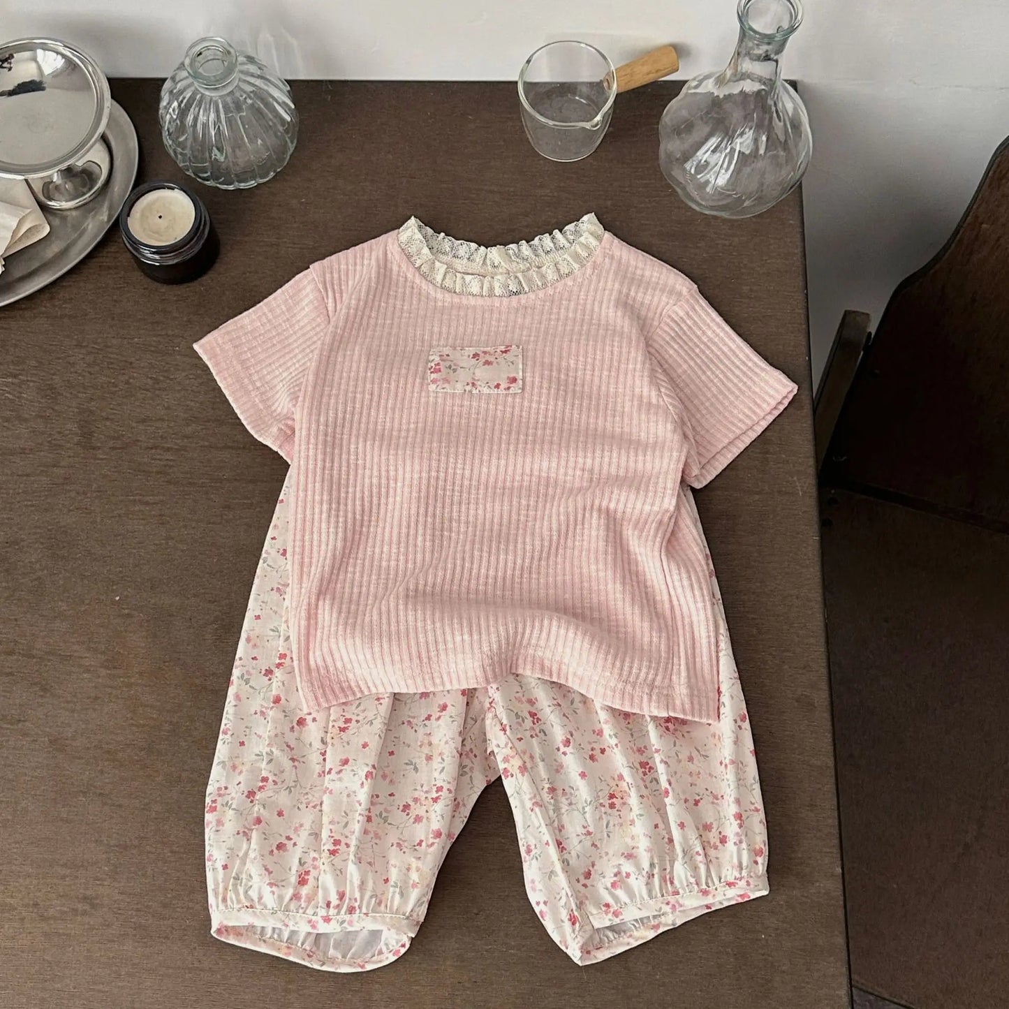 2026 Summer Baby Girls Clothes Lace Collar Toddler Base Tee Korean Style Short Sleeve Infant Shirt