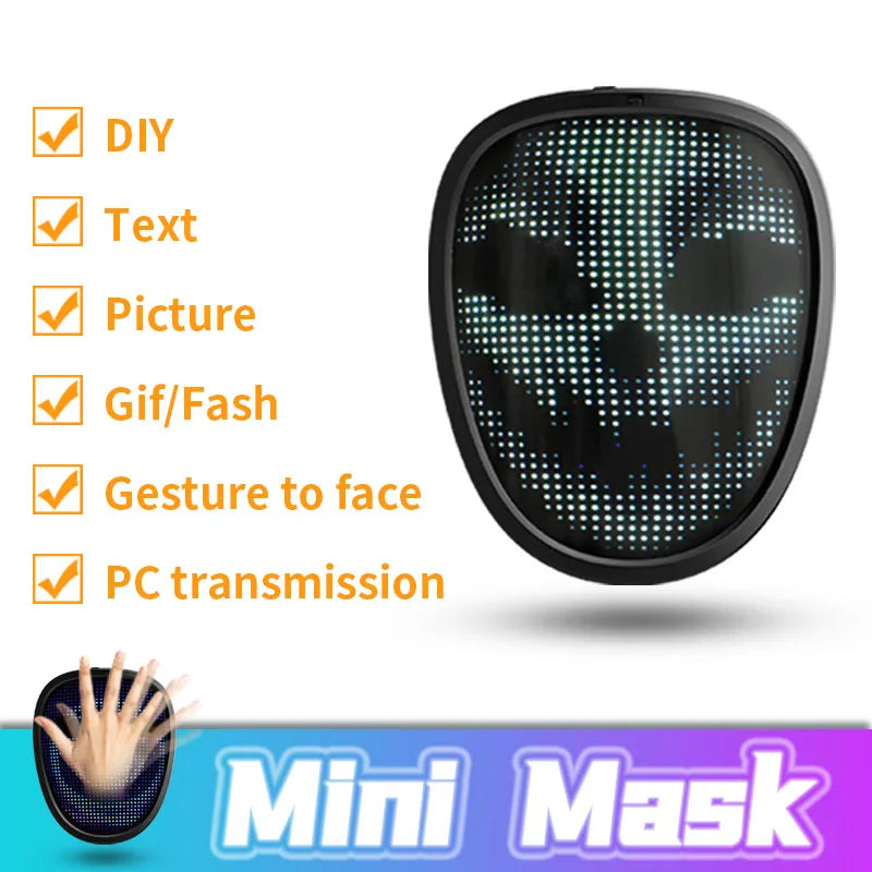 LED Mask with Gesture Sensing Children Electronic Light up Mask