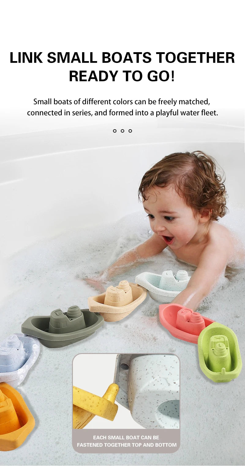 4/7-Piece Set of Baby Floating Boat Toys, Bath Toys, Colorful Multi-Colored Toys, Beach and Bathtub Toys, Early Education Water Play Gifts