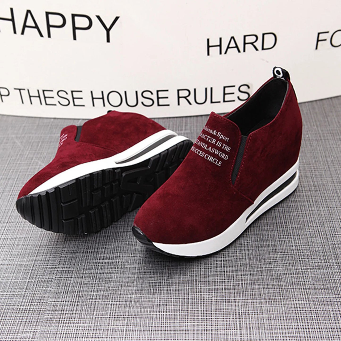 High Platform Shoes 2024 Spring Breathable Suede Sneakers Hidden Increasing Sport Shoes Women Wedge Casual Chunky Shoes