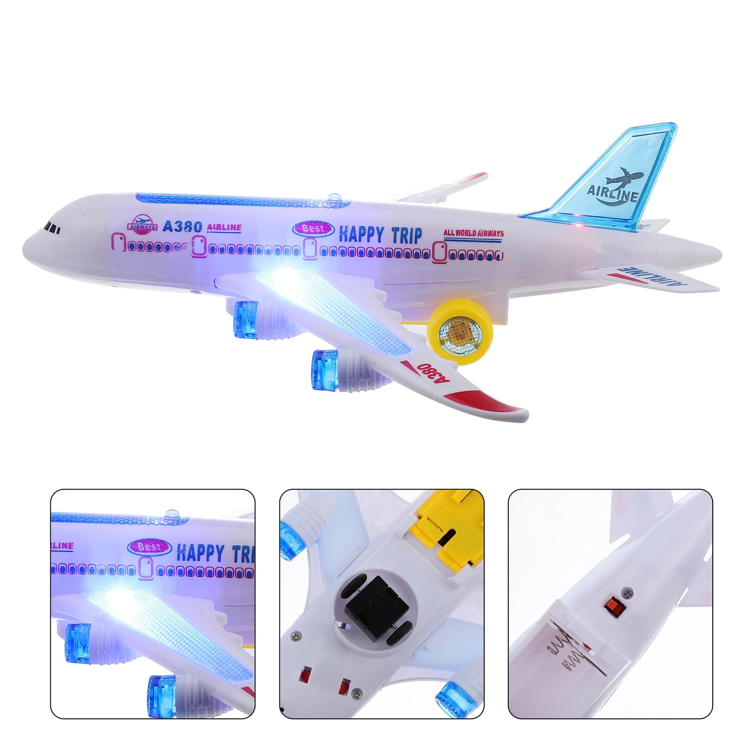 Electronic Airplane Toy with Music & Lights – Auto-Rotating Educational Aircraft Toy for Kids