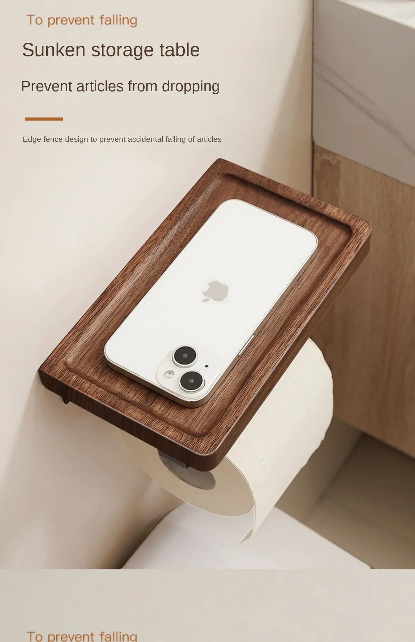 Modern Wooden Bathroom Wall Storage Rack – Shelves, Towel Bar & Hooks Set
