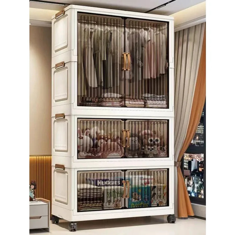70-80cm Multifunction Folding Storage Cabinet | Dustproof Foldable Wardrobe & Closet Organiser | Heavy-Duty Household Sundries Locker Storage Box
