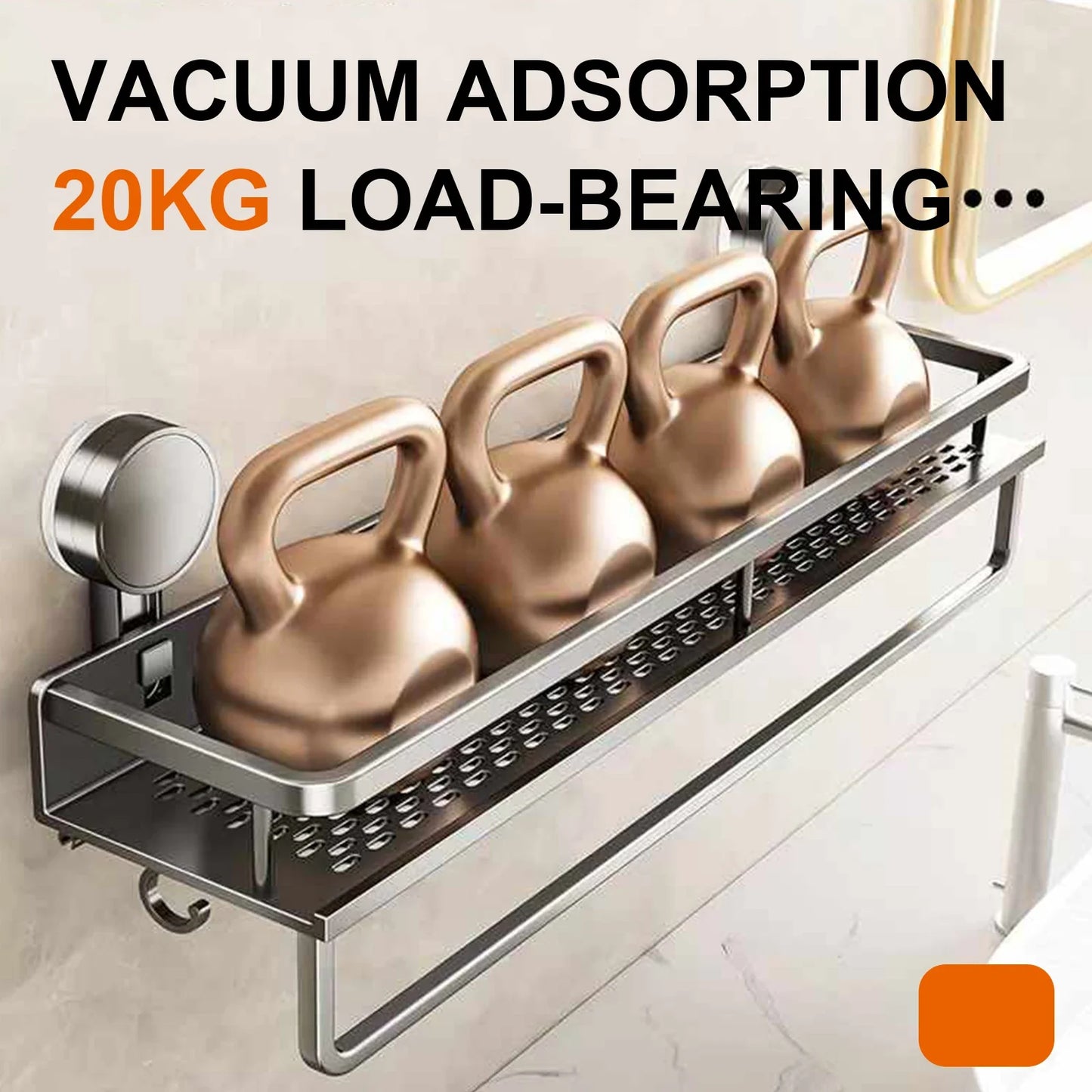 Suction Cup Bathroom Shelf No Drill Wall Mounted Shampoo Bottle Shower Rack Toilet Storage Rack Aluminum Bathroom Kitchen