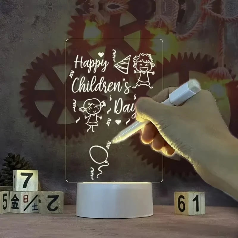Handwritten Message Board LED Night Light USB Rechargeable Warm Light Kids Girlfriend Gift Home Decor Rewritable Note Pad Lamp