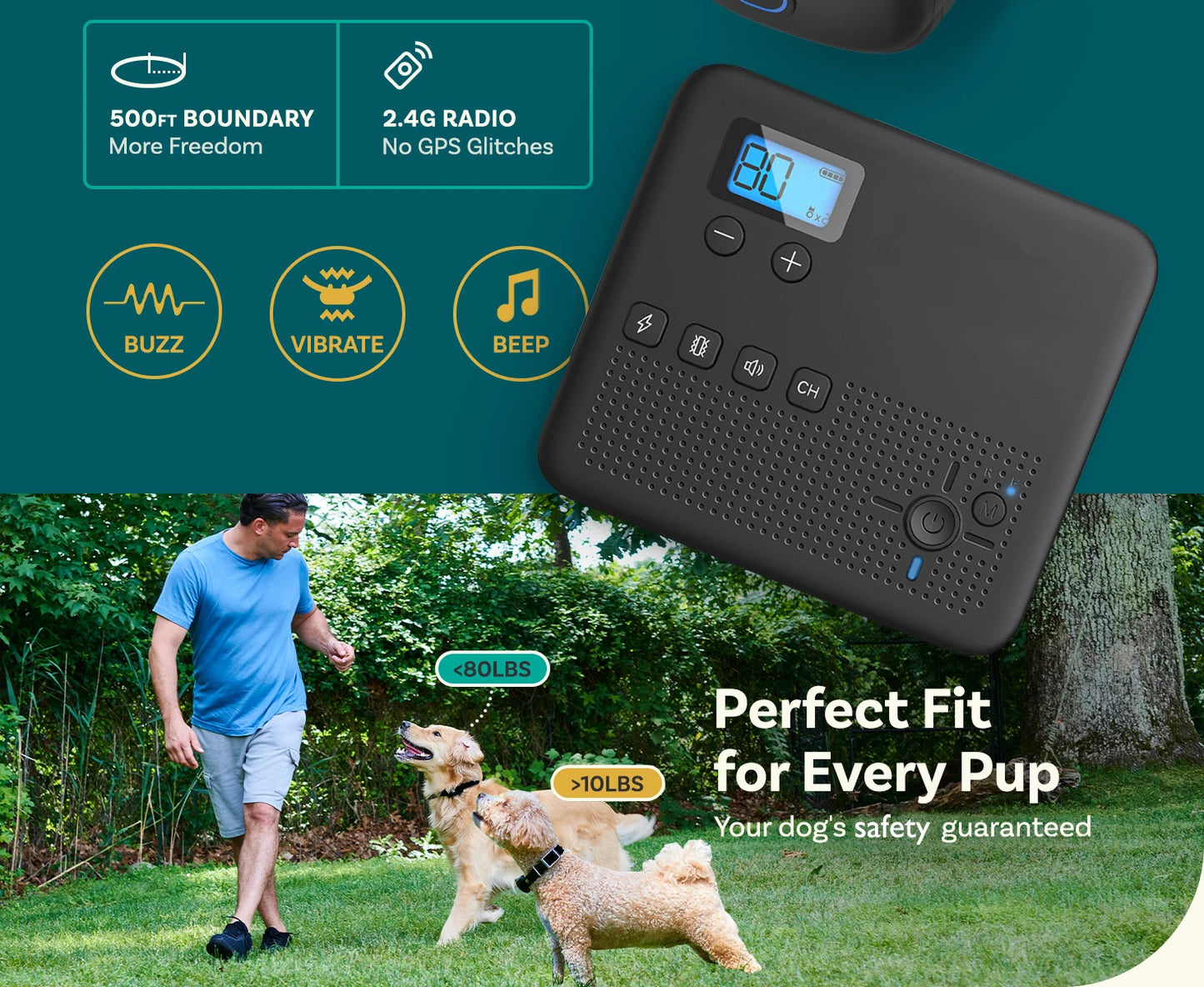 2 IN 1 Wireless Electronic Dog Fence System & Remote