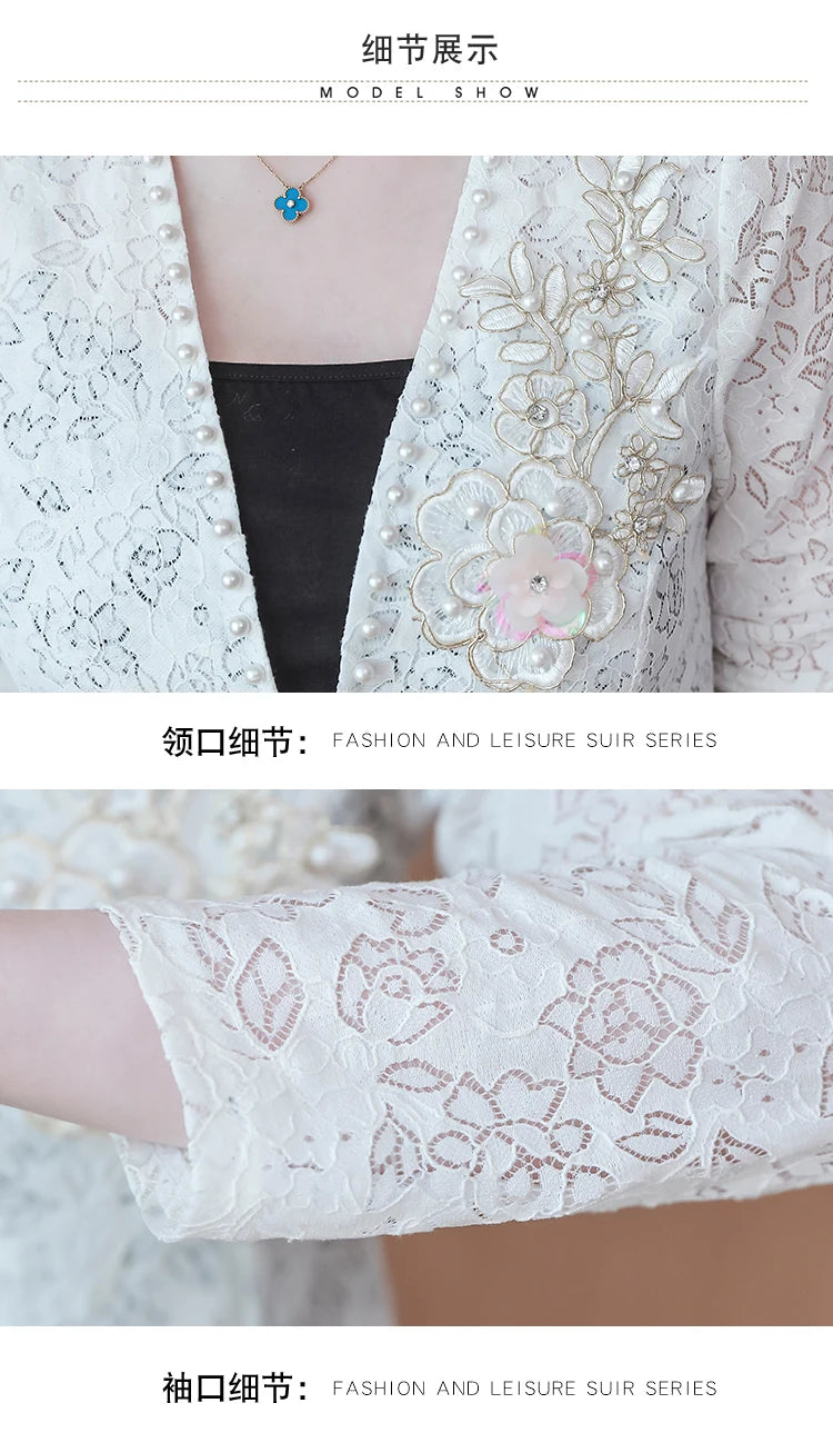 Short Lace  Long Sleeve Embroidery Cardigan
