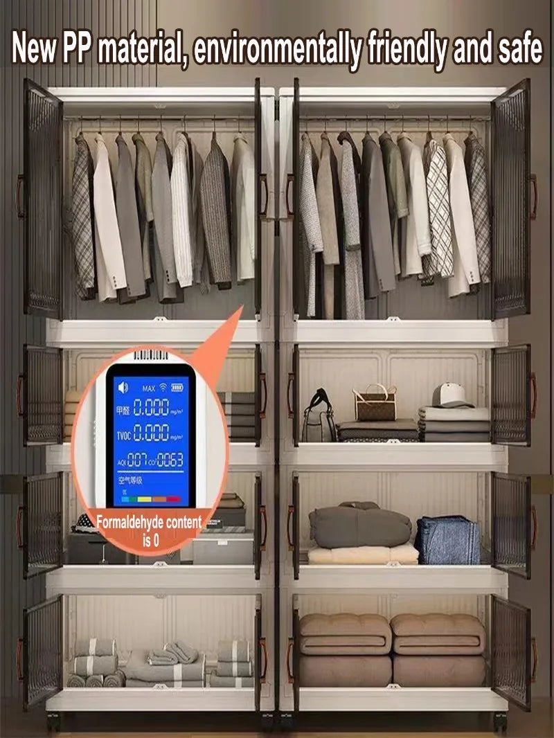 70-80cm Multifunction Folding Storage Cabinet | Dustproof Foldable Wardrobe & Closet Organiser | Heavy-Duty Household Sundries Locker Storage Box