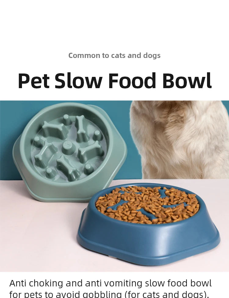 Pet Slow Feeder Bowl – Anti-Choking, Anti-Gulping PP Plastic Dish for Dogs
