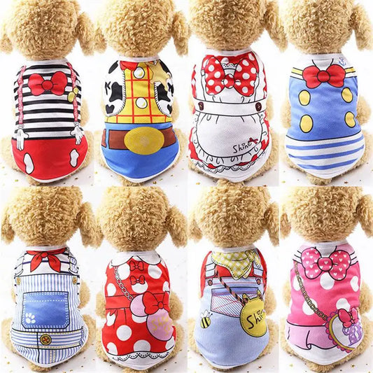 Cartoon Dog Clothes – Soft Summer Vest & Casual T-Shirt for Small Puppies