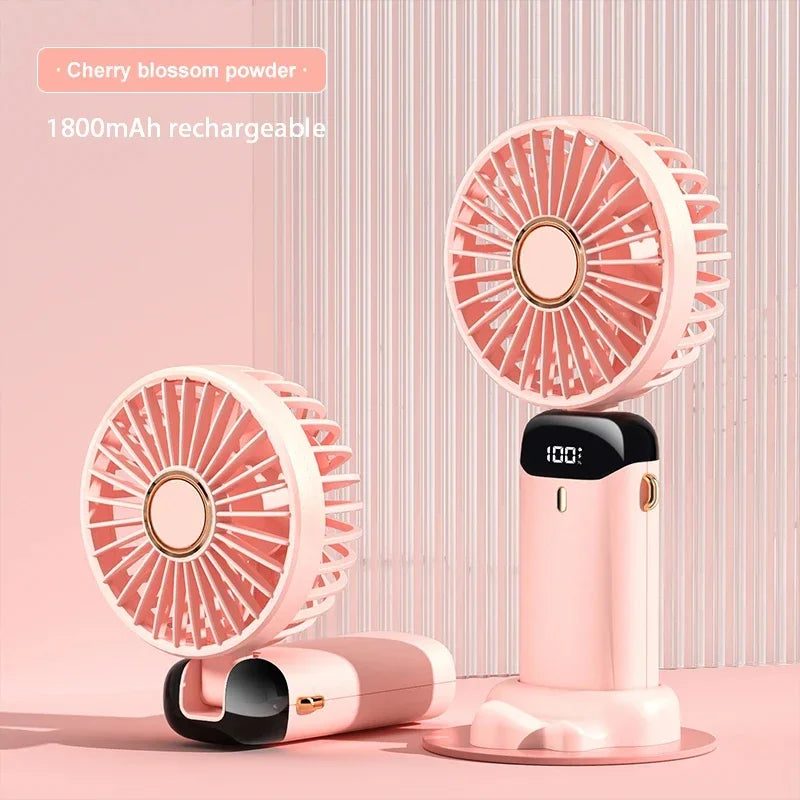 5 Speed Handheld USB Rechargeable Foldable Mini Fan 1800mAh