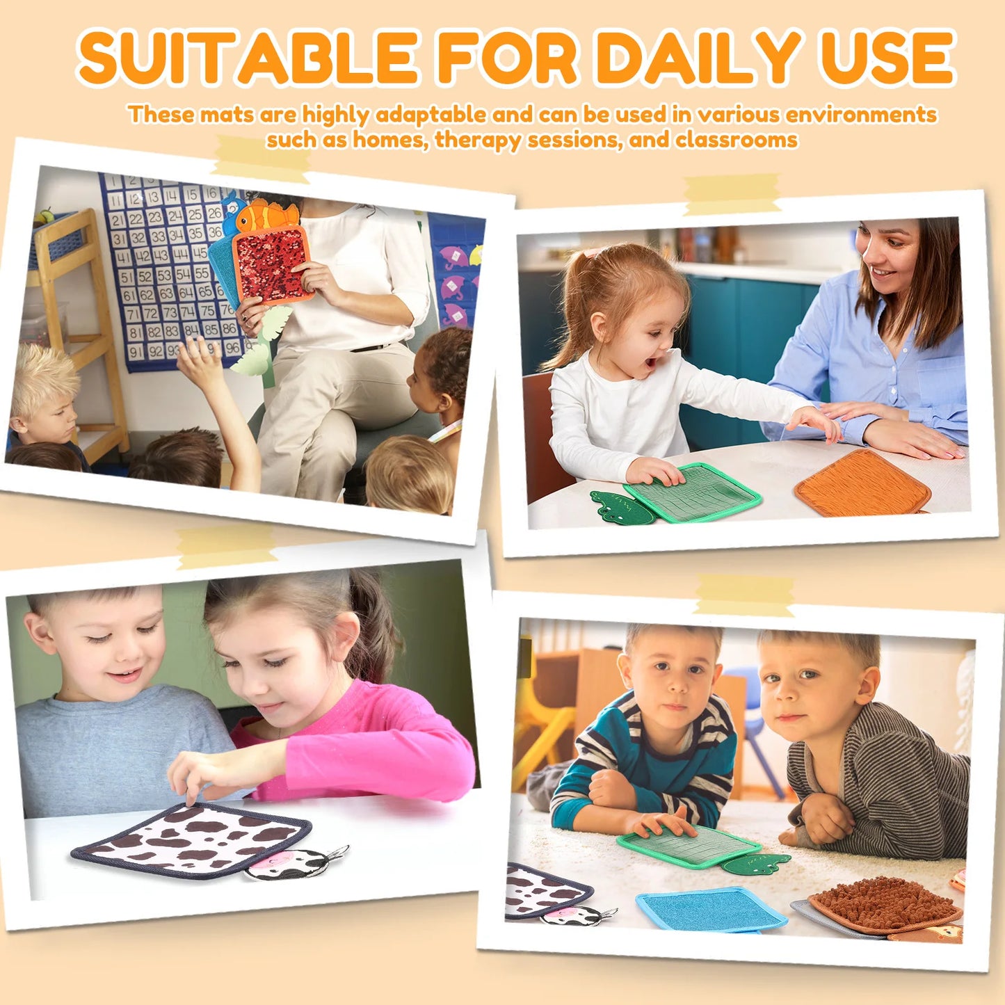 Baby Montessori Sensory Mats Cartoon Animal Cognition Mat Hand-Eye Coordination Education Toy Sensory Tactiles Pad for Children