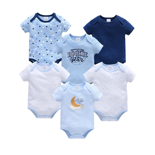 New Baby Boy Clothes Summer 100% Cotton Blue Grey Tie Print Three Piece Short Sleeve Bodysuit Pants vetements bebe For 0-12M