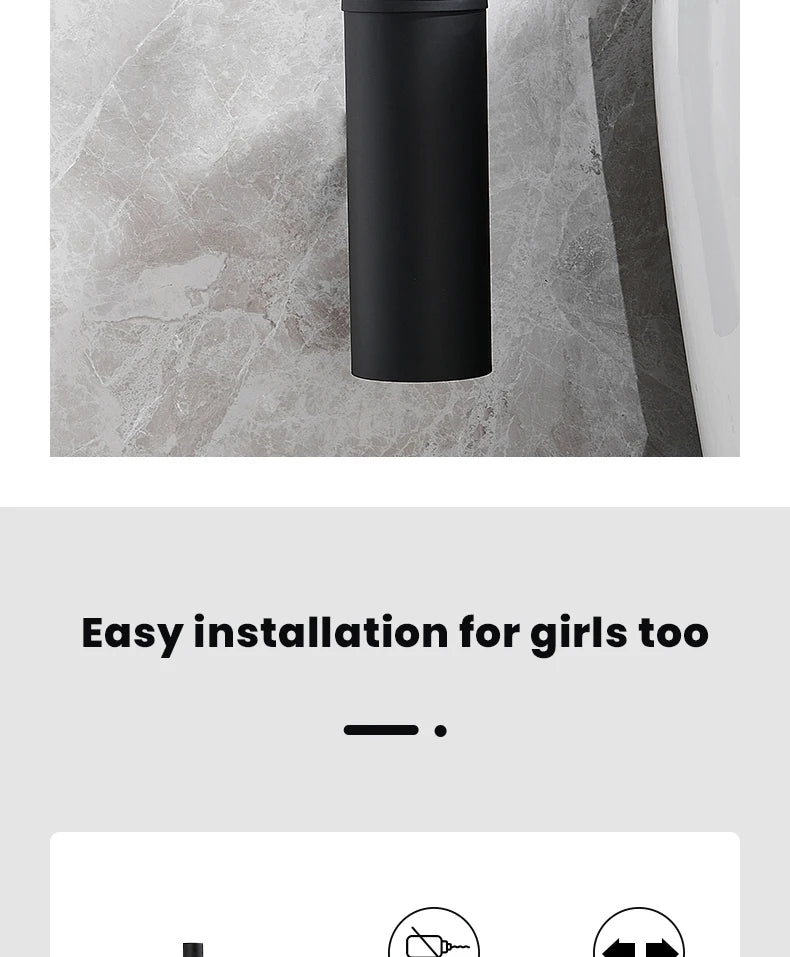 Stainless Steel Bathroom Toilet Brush Holder Accessories Black Toilet Brush Wall Mounted WC Cleaner Brush FR07