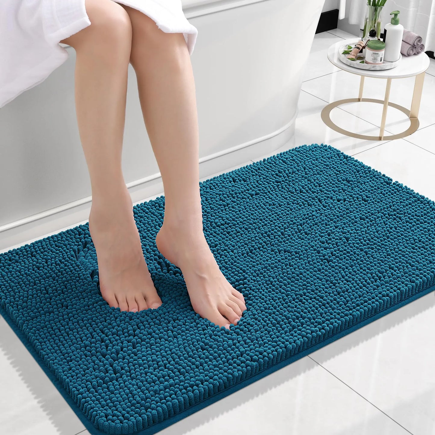 Homaxy Chenille Plain Hairy TPR Material Door Mat Indoor Non Slip Door Mat Dirt Trap Absorbent Mat Absorbs Water Bathroom Mat