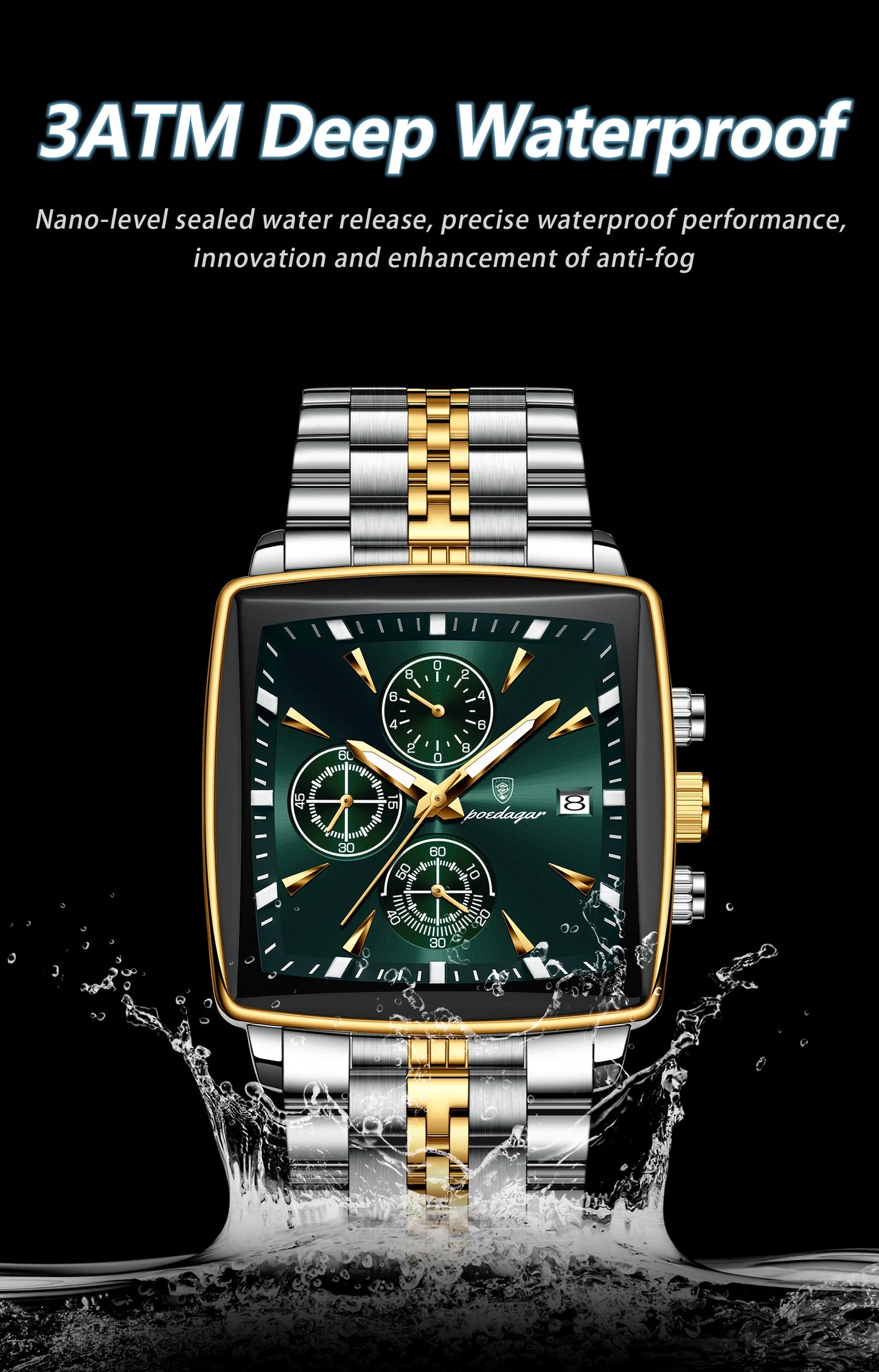 POEDAGAR Top Luxury Male Wristwatch Waterproof Luminous Stainless Steel Men Watch Chronograph Date Business Quartz Men's Watches