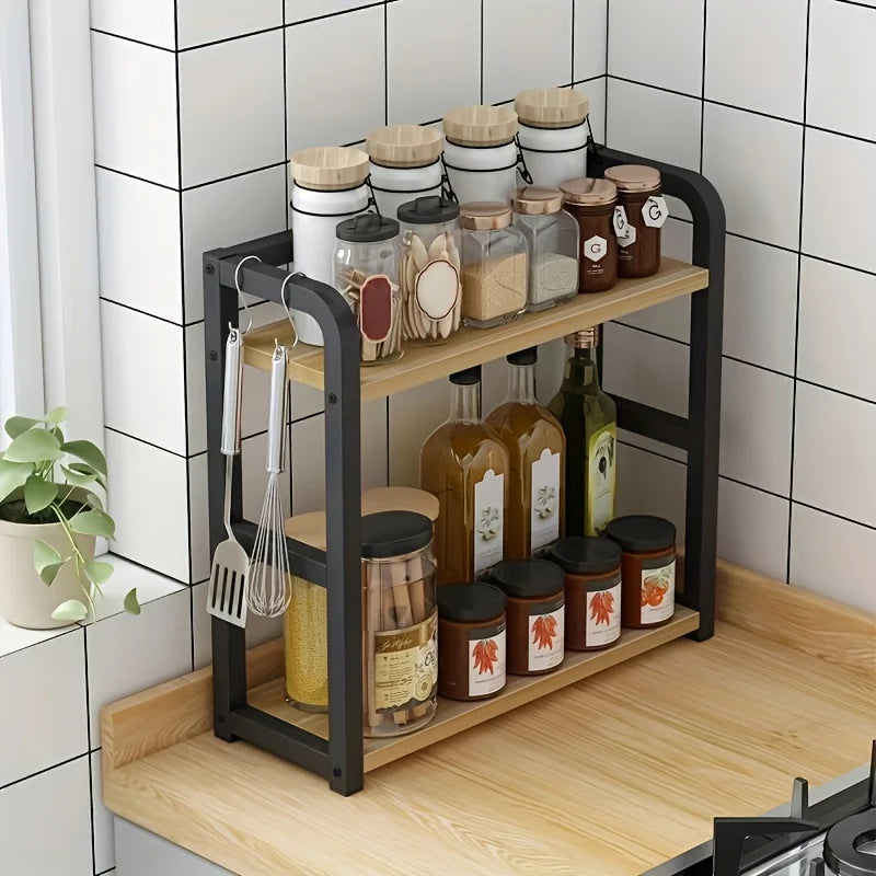 2-Tier Metal Countertop Shelf – Space-Saving Kitchen Organiser Rack