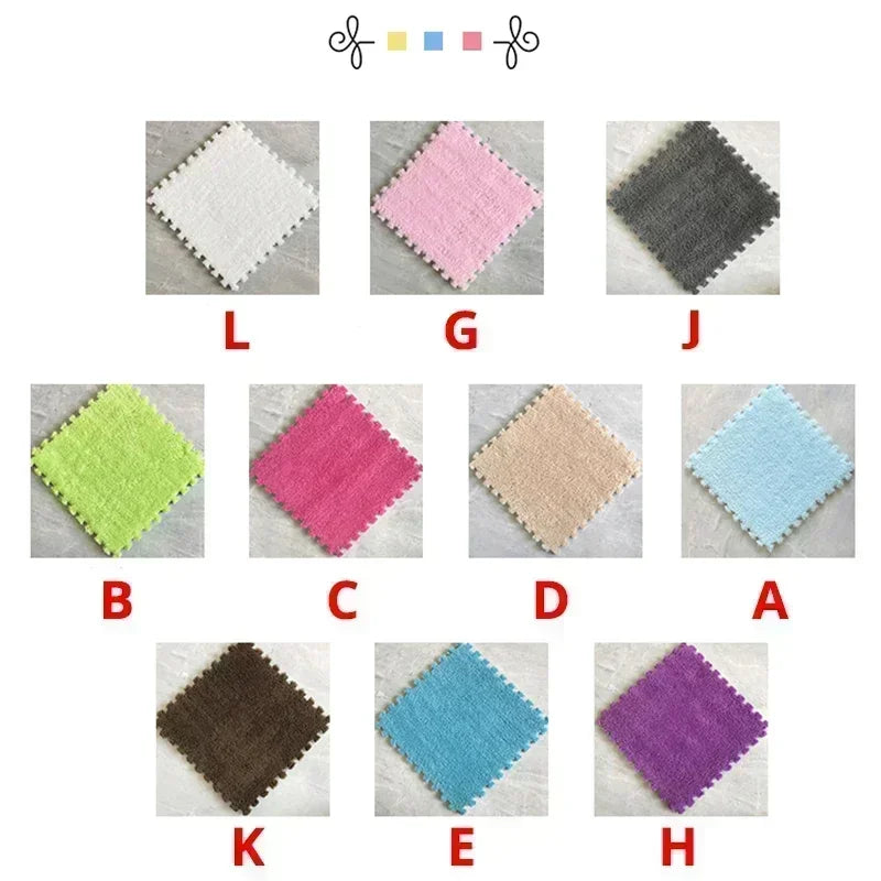 6/12Pcs Baby Play Mat EVA Foam Puzzle Tiles Soft Plush Interlocking Crawling Mat Non-Slip Nursery Floor Rug Washable