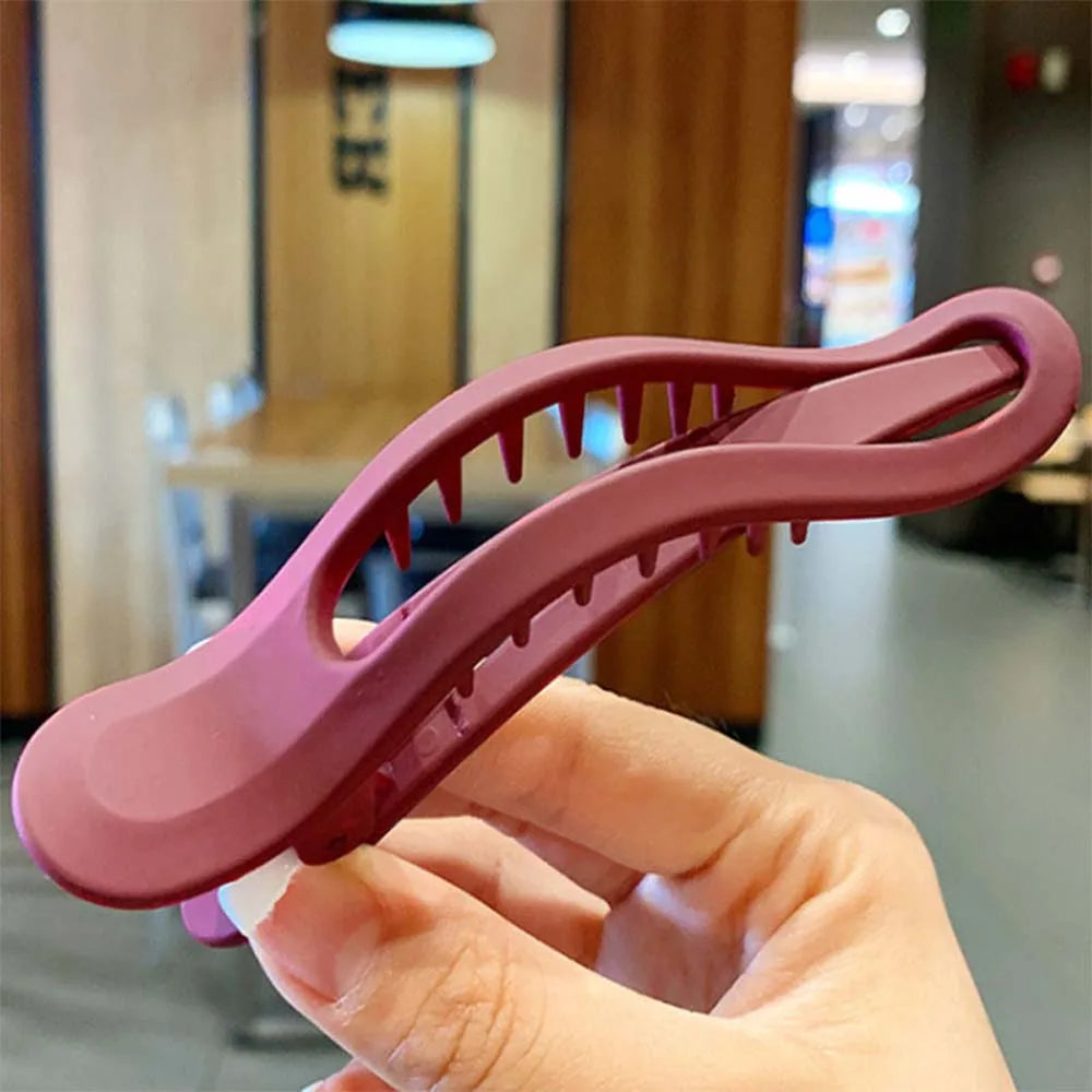 Large Matte Candy Color Hair Claw – Simple Plastic Duckbill Clip for Women and Girls