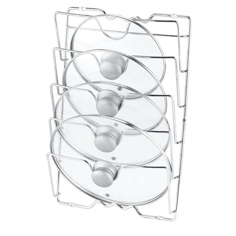 Multi Functional Wall Mounted Pot Lid Rack For Household Kitchen, Perforated With Five Layers